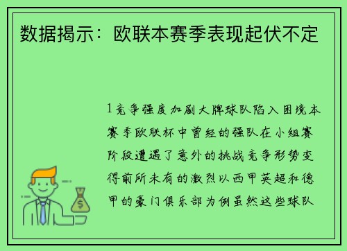 数据揭示：欧联本赛季表现起伏不定